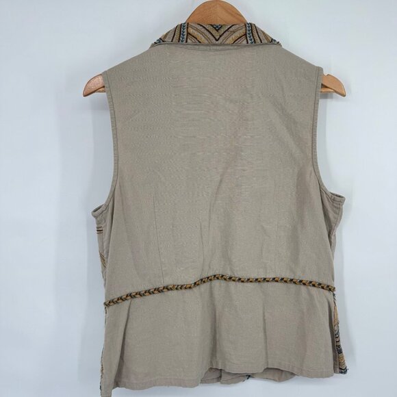 Coldwater Creek Embroidered Linen & Rayon Vest boho  Womens Size 14 - Picture 7 of 12
